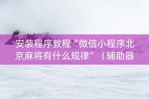安装程序教程“微信小程序北京麻将有什么规律”（辅助器通用版)