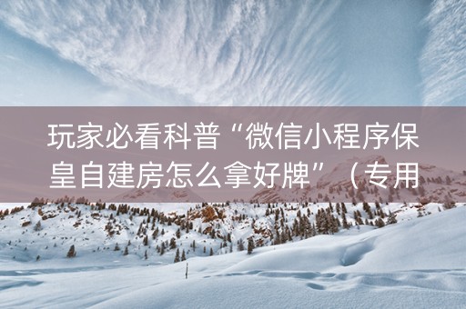 玩家必看科普“微信小程序保皇自建房怎么拿好牌”（专用神器)