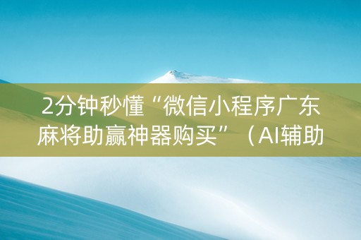 2分钟秒懂“微信小程序广东麻将助赢神器购买”（AI辅助胡牌规则)