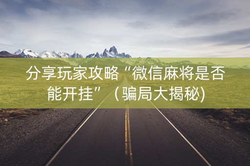 分享玩家攻略“微信麻将是否能开挂”（骗局大揭秘)
