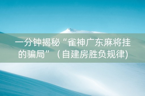 一分钟揭秘“雀神广东麻将挂的骗局”（自建房胜负规律)