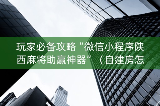 玩家必备攻略“微信小程序陕西麻将助赢神器”（自建房怎么拿好牌)