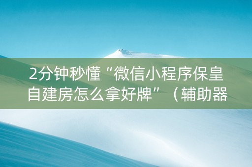 2分钟秒懂“微信小程序保皇自建房怎么拿好牌”（辅助器下载)