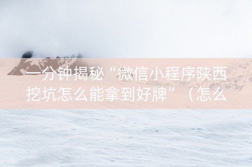 一分钟揭秘“微信小程序陕西挖坑怎么能拿到好牌”（怎么能调好牌)