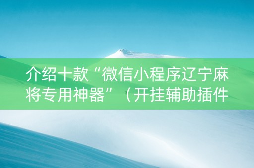 介绍十款“微信小程序辽宁麻将专用神器”（开挂辅助插件)