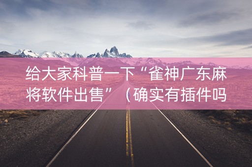 给大家科普一下“雀神广东麻将软件出售”（确实有插件吗)