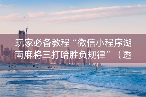 玩家必备教程“微信小程序湖南麻将三打哈胜负规律”（透明器教程)