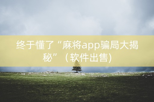 终于懂了“麻将app骗局大揭秘”（软件出售)