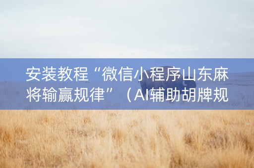 安装教程“微信小程序山东麻将输赢规律”（AI辅助胡牌规则)