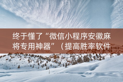终于懂了“微信小程序安徽麻将专用神器”（提高胜率软件)