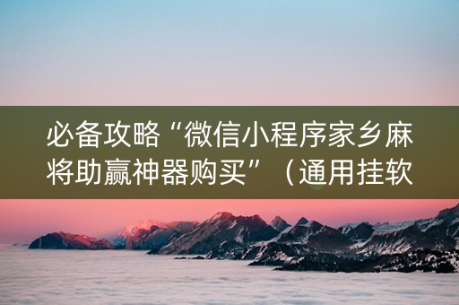 必备攻略“微信小程序家乡麻将助赢神器购买”（通用挂软件多少钱)