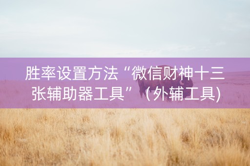胜率设置方法“微信财神十三张辅助器工具”（外辅工具)