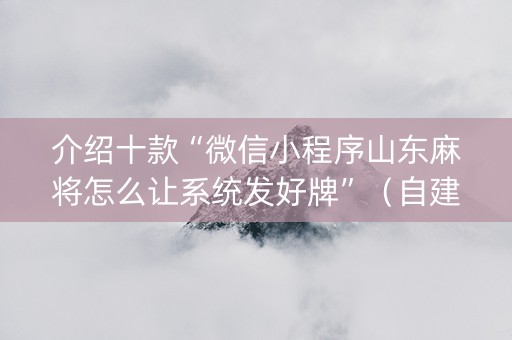 介绍十款“微信小程序山东麻将怎么让系统发好牌”（自建房胜负规律)