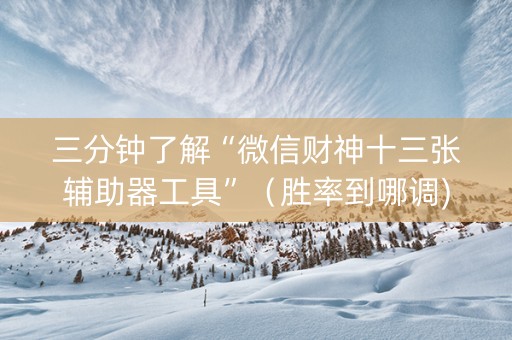 三分钟了解“微信财神十三张辅助器工具”（胜率到哪调)