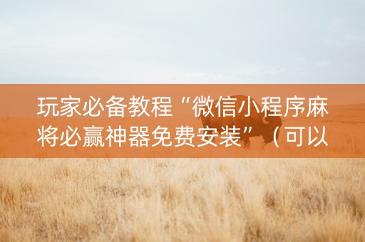 玩家必备教程“微信小程序麻将必赢神器免费安装”（可以设置输赢吗)