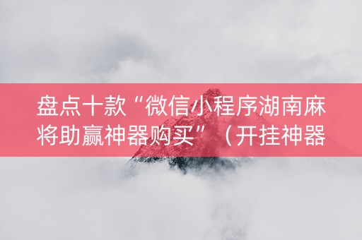 盘点十款“微信小程序湖南麻将助赢神器购买”（开挂神器下载)