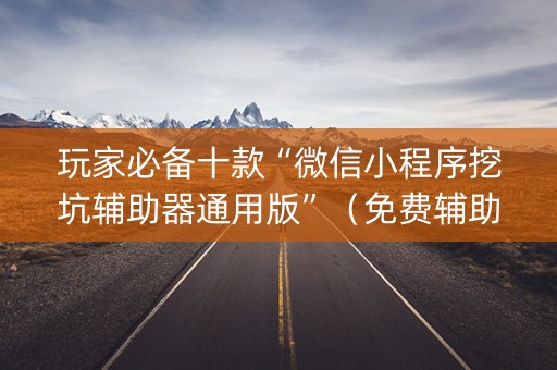 玩家必备十款“微信小程序挖坑辅助器通用版”（免费辅助)
