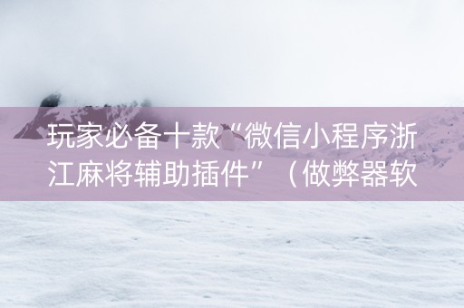 玩家必备十款“微信小程序浙江麻将辅助插件”（做弊器软件下载)