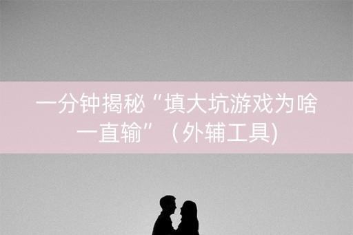 一分钟揭秘“填大坑游戏为啥一直输”（外辅工具)