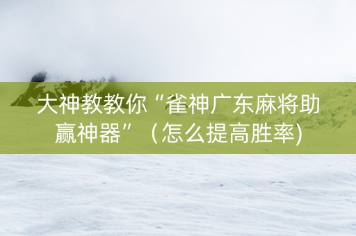 大神教教你“雀神广东麻将助赢神器”（怎么提高胜率)