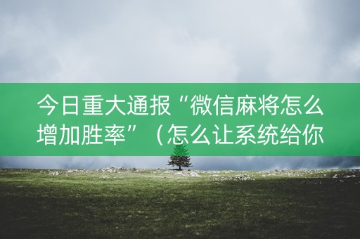 今日重大通报“微信麻将怎么增加胜率”（怎么让系统给你发好牌)