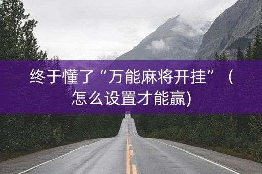 终于懂了“万能麻将开挂”（怎么设置才能赢)