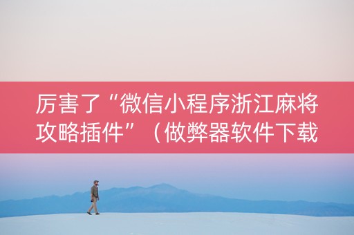 厉害了“微信小程序浙江麻将攻略插件”（做弊器软件下载)