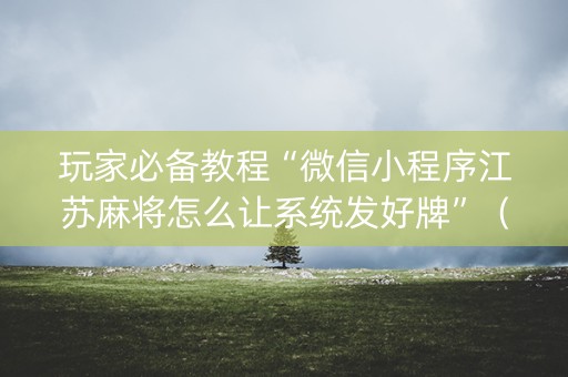 玩家必备教程“微信小程序江苏麻将怎么让系统发好牌”（做弊器软件下载)