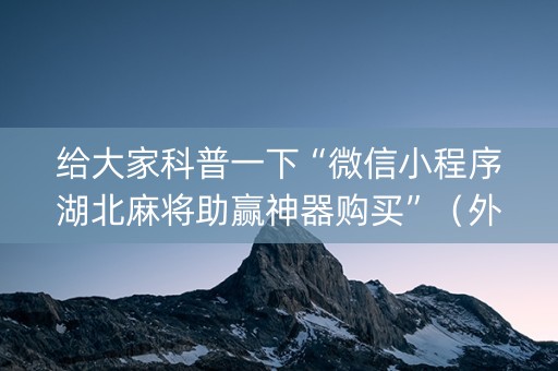 给大家科普一下“微信小程序湖北麻将助赢神器购买”（外辅工具)