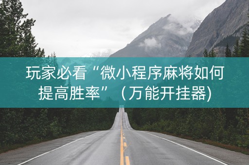 玩家必看“微小程序麻将如何提高胜率”（万能开挂器)
