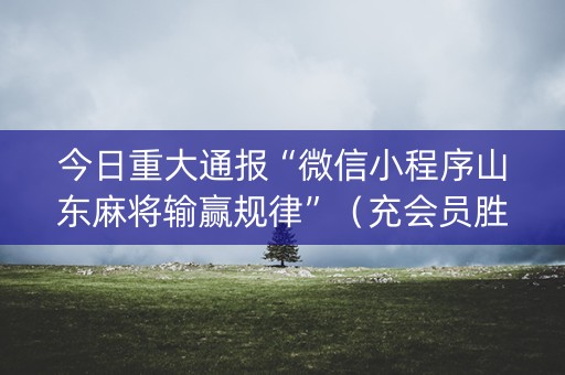 今日重大通报“微信小程序山东麻将输赢规律”（充会员胜率高)