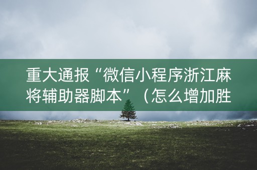 重大通报“微信小程序浙江麻将辅助器脚本”（怎么增加胜率)