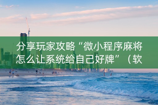 分享玩家攻略“微小程序麻将怎么让系统给自己好牌”（软件出售)