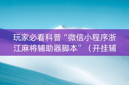 玩家必看科普“微信小程序浙江麻将辅助器脚本”（开挂辅助器插件)