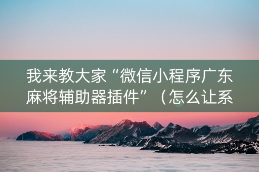 我来教大家“微信小程序广东麻将辅助器插件”（怎么让系统给自己好牌)