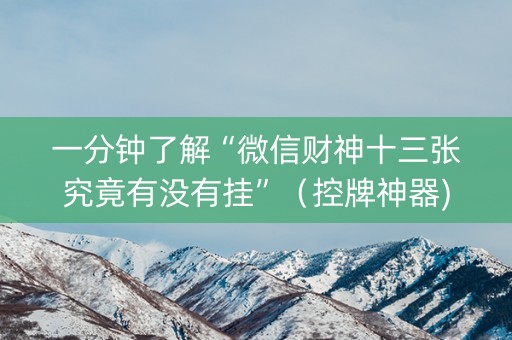 一分钟了解“微信财神十三张究竟有没有挂”（控牌神器)