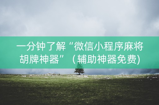 一分钟了解“微信小程序麻将胡牌神器”（辅助神器免费)