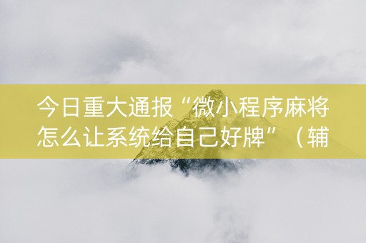 今日重大通报“微小程序麻将怎么让系统给自己好牌”（辅牌器插件购买)