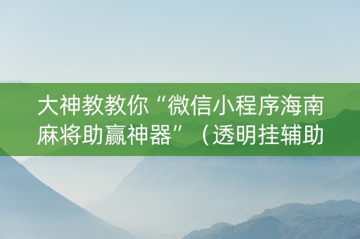 大神教教你“微信小程序海南麻将助赢神器”（透明挂辅助器)