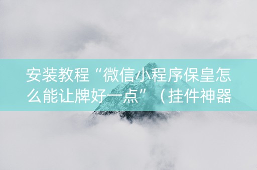 安装教程“微信小程序保皇怎么能让牌好一点”（挂件神器)