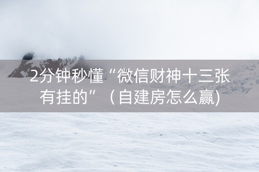 2分钟秒懂“微信财神十三张有挂的”（自建房怎么赢)