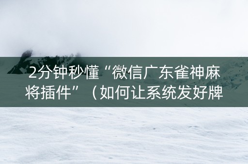 2分钟秒懂“微信广东雀神麻将插件”（如何让系统发好牌)