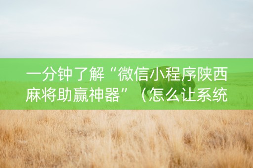 一分钟了解“微信小程序陕西麻将助赢神器”（怎么让系统给你发好牌)