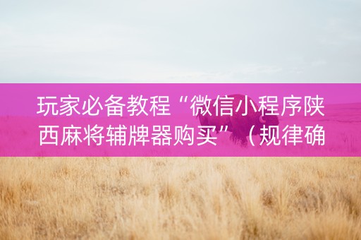 玩家必备教程“微信小程序陕西麻将辅牌器购买”（规律确实有挂)