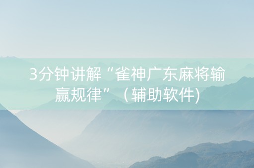 3分钟讲解“雀神广东麻将输赢规律”（辅助软件)