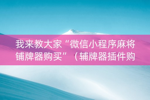 我来教大家“微信小程序麻将铺牌器购买”（辅牌器插件购买)