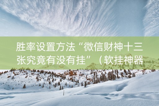 胜率设置方法“微信财神十三张究竟有没有挂”（软挂神器)