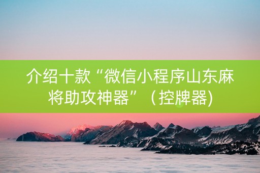 介绍十款“微信小程序山东麻将助攻神器”（控牌器)