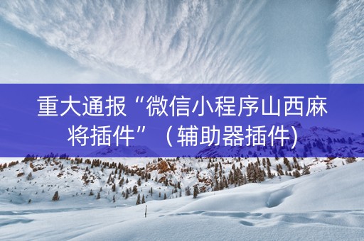 重大通报“微信小程序山西麻将插件”（辅助器插件)
