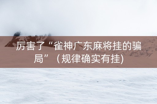 厉害了“雀神广东麻将挂的骗局”（规律确实有挂)